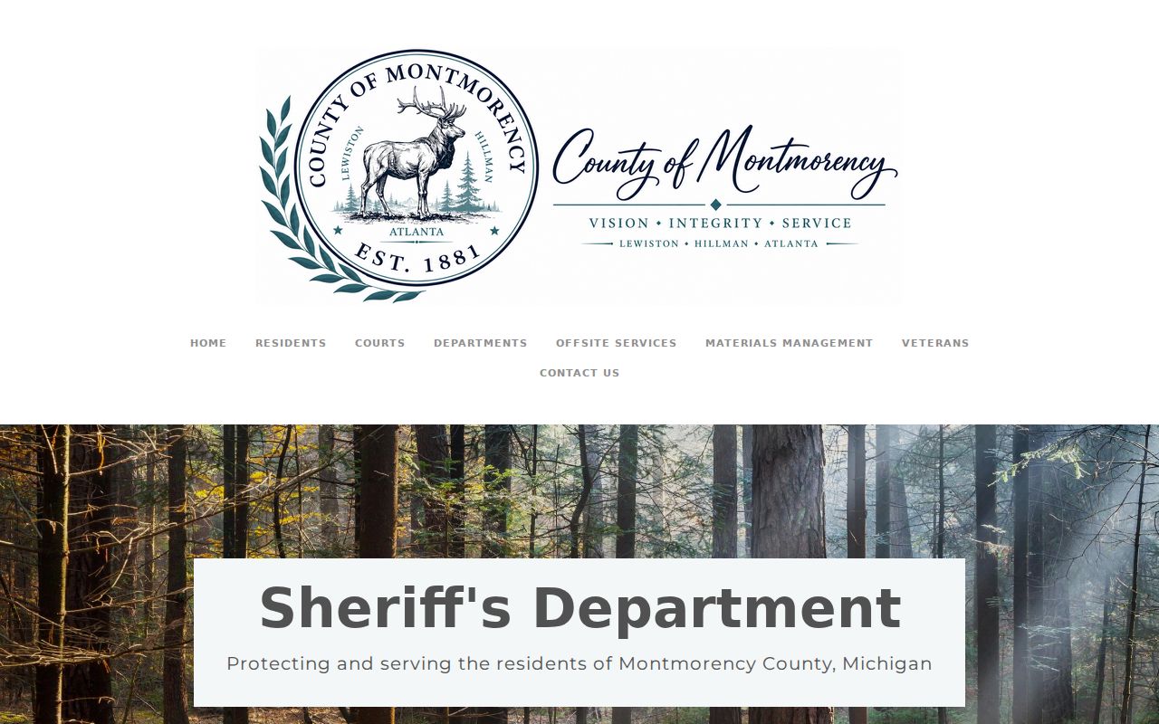 Montmorency County sheriff directory listing the phone channels for warrant questions