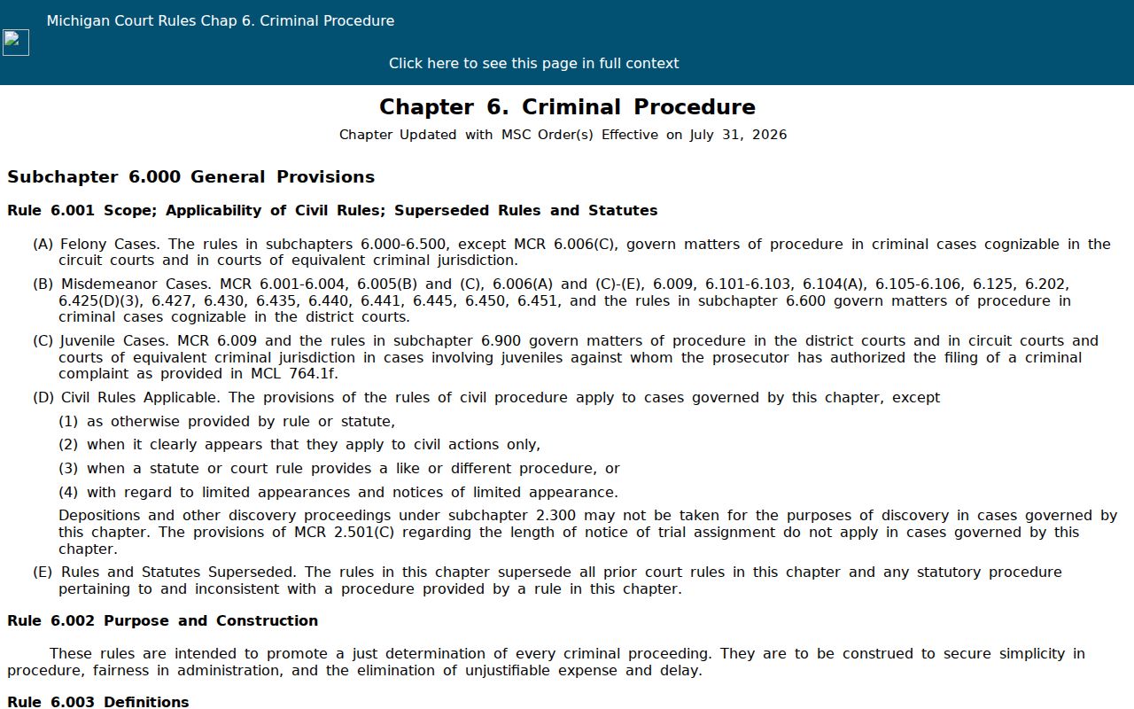 Michigan court rule text describing what a Montmorency County arrest warrant must contain