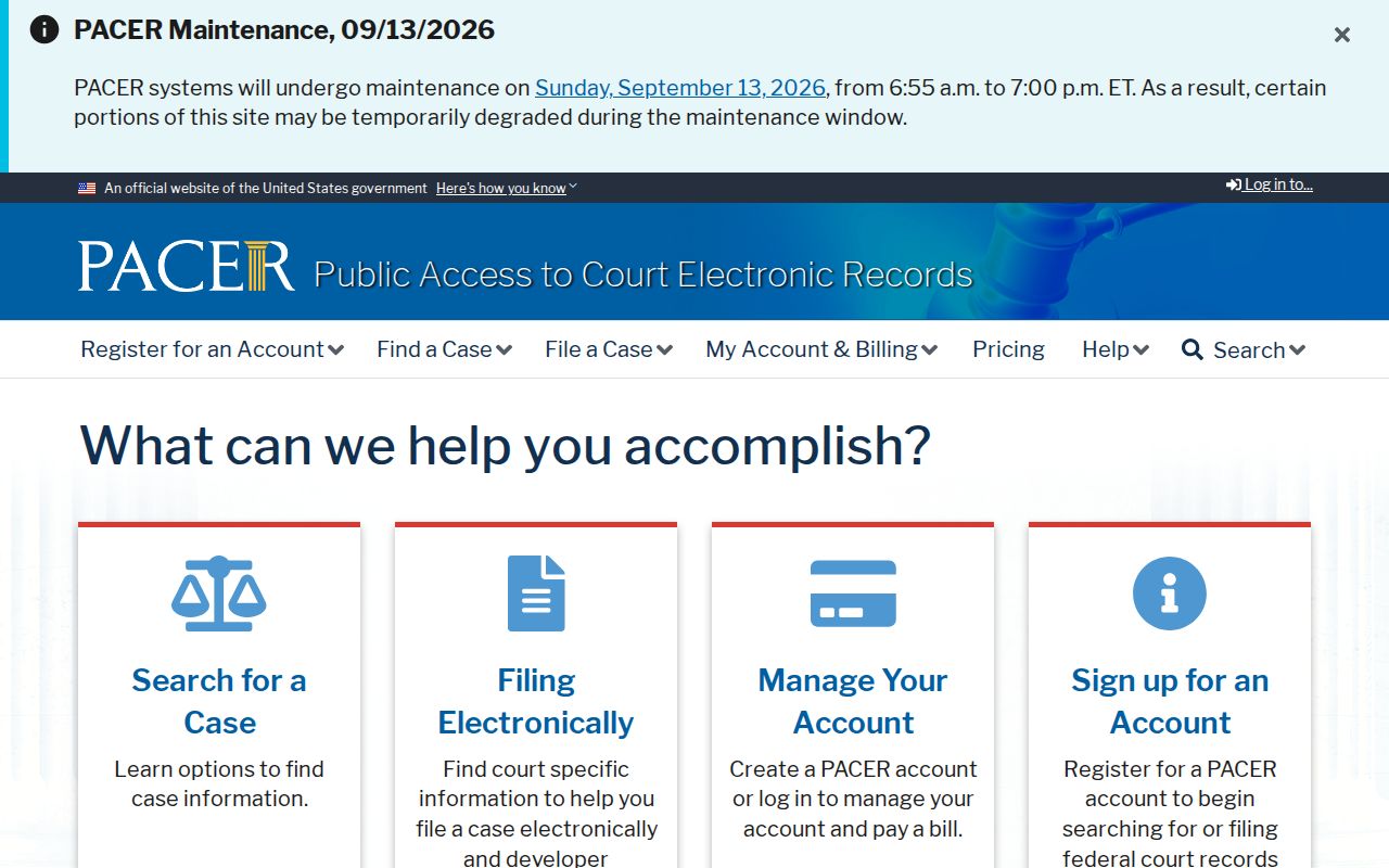 Federal PACER case search used for the separate federal arrest warrant layer in Montmorency County